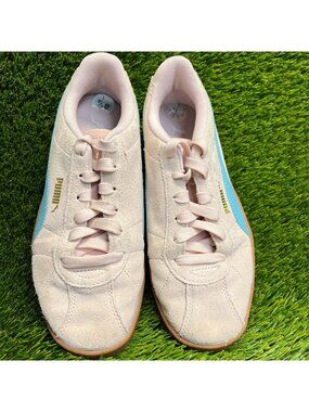 Puma‎ Club II Era Womens Size 8.5 Pink Blue Gum Athletic Suede Shoes Sneakers